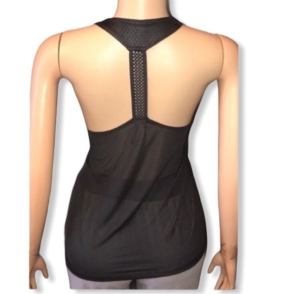 Danskin Now Tank Top Racer Back black loose fit elastic strap vented size L - Picture 3 of 12